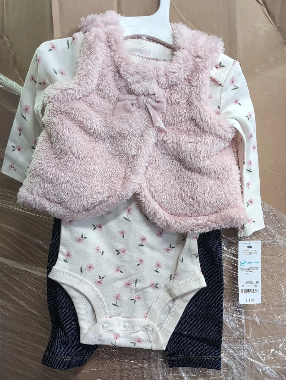 Carter's Just One Baby Girls Faux Shearling Vest With Jeggins